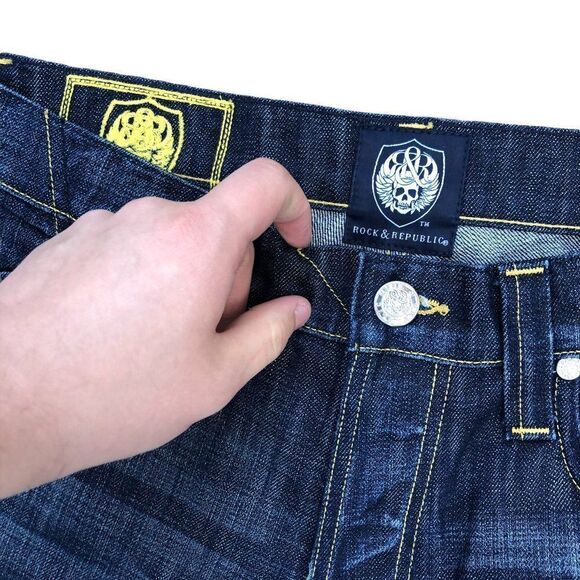 ROCK & Republic Embroidered Jeans Size 33 Blue - Picture 5 of 7